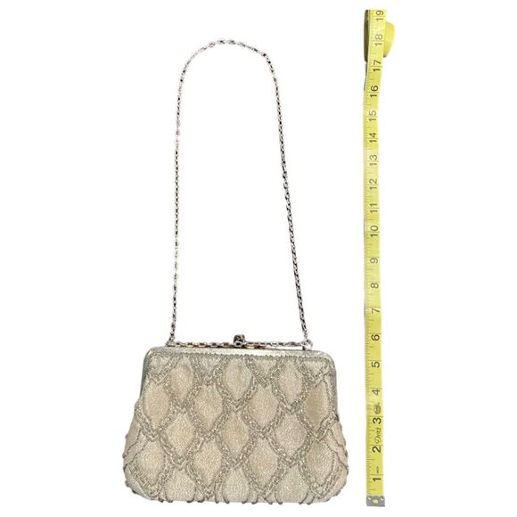 Vintage Beaded Ivory & Silver evening bag - Picture 8 of 16